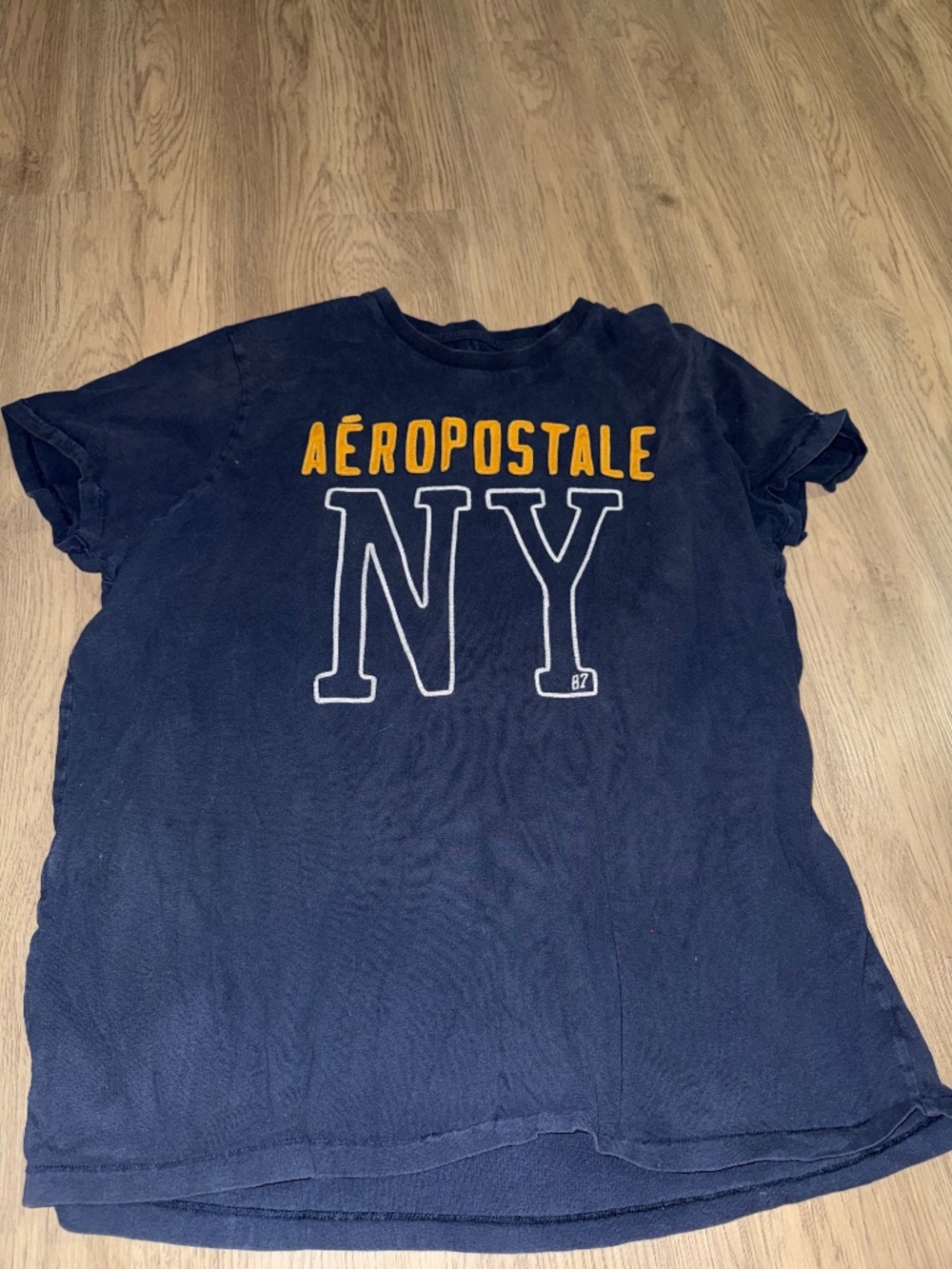 Y2K Aeropostale NY Logo Graphic Tee Men's XXL Navy Blue Embroidered T Shirt